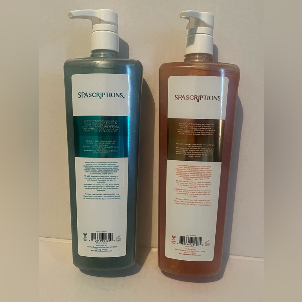 Spascriptions Body Wash Set - Hydrating and Exfoliating and vitamin C Body-wash